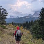 Backpacker in glacier national park.